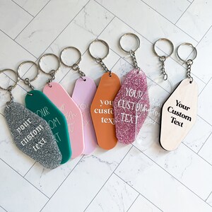 Custom Text Key Chain Custom Text Keychain Stocking Stuffer Acrylic Hotel Keychain Retro ...