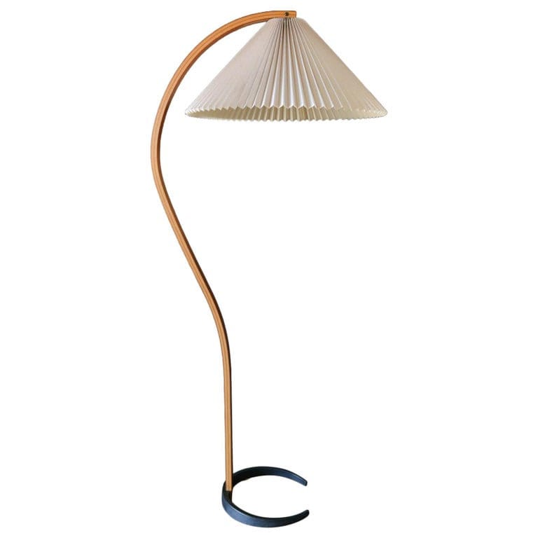Capriani Inspired Lampadaire avec Bois de Hêtre et Abat-Jour en Lin Design Décoration Maison Classiq