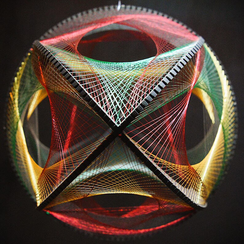 3D String Art Sculpture Kit • Geometric Orb, Rugby Ball Shape (acrylic ...