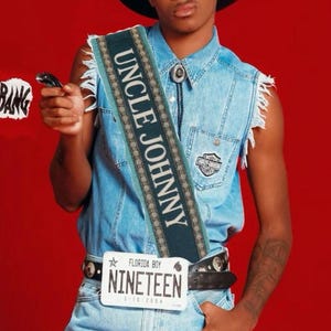 Faixa jeans personalizada inspirada no Tio Johnny da Beyoncé • Faixa jeans unissex feita à mão com franjas • Acessório para festival com strass falso ou estrela prateada