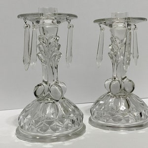 Pair of Candle Holders unique Base few Prisms