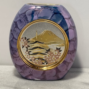 Art of Chokin  Vase , 24k Gold Edge  made in Japan .small but pretty