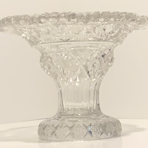 Beautiful Cut Glass Clear Compote Pedestal Candy Dish