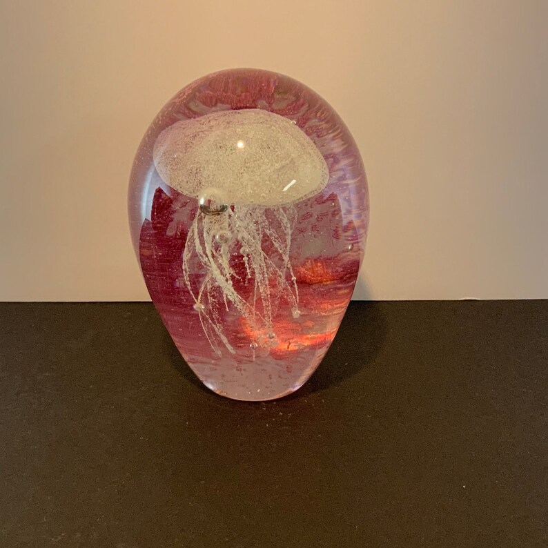 Art Glass Paperweight 4 Inch Jelly Fish Sun Catcher Office Décor Aquarium Attraction Etsy