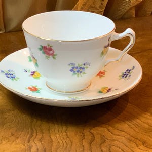 Tea Cup and Saucer Crown Staffordshire England