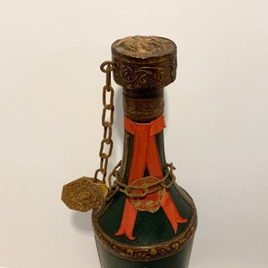 Decanter Leather Wrapped like  Chain Attached  Bottle Decorative Accent