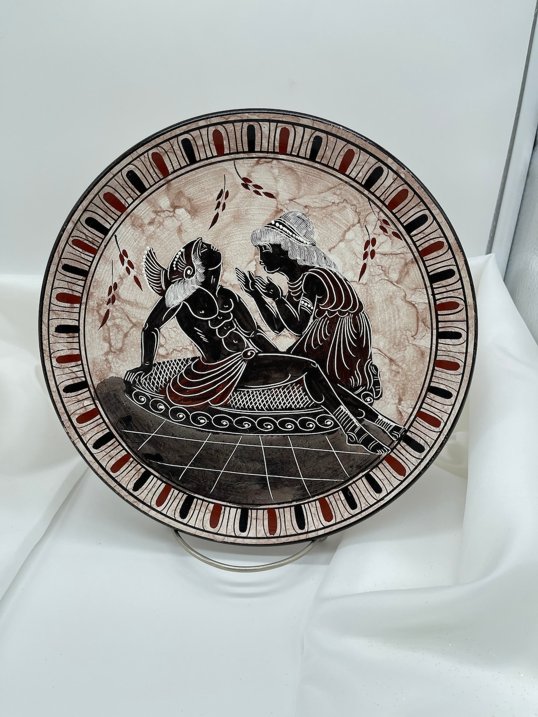 Taskiri B Tsakiris Ceramic Wall Plate, Handmade Greek Red Clay Decor - Etsy