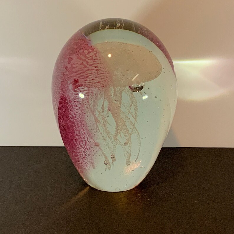 Art Glass Paperweight 4 Inch Jelly Fish Sun Catcher Office Décor Aquarium Attraction Etsy