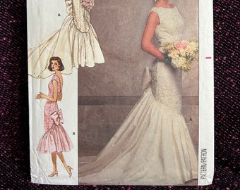 1980s Wedding Dress Sizes 8-10-12 Bust 31.5-32.5-34 Factory Folded Butterick 5941 Vintage Sewing Pattern