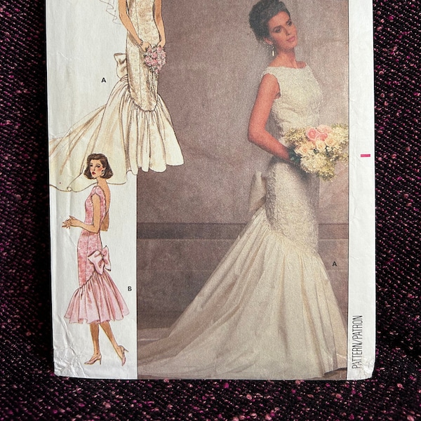 1980s Wedding Dress Sizes 8-10-12 Bust 31.5-32.5-34 Factory Folded Butterick 5941 Vintage Sewing Pattern