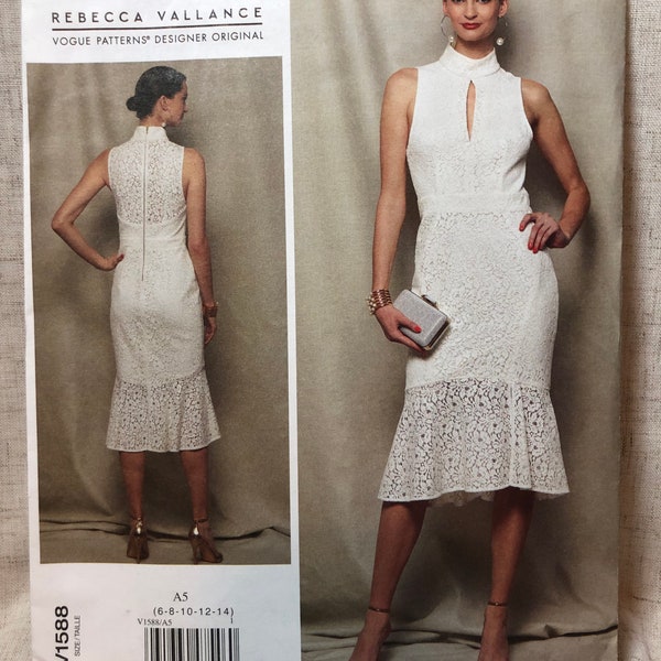 Vogue 1588 Designer Original Rebecca Vallance Dress Sizes 6 8 10 12 14 Bust 30.5 31.5 32.5 34 36 Sewing Pattern FACTORY FOLDED