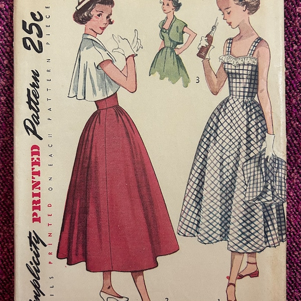 1940s Sunback Dress and Bolero Size 12 Bust 30 Simplicity 2861 Vintage Sewing Pattern