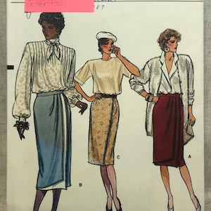 1980’s Vogue 9527 Mock Wrap Skirt Sizes 12-14-16 Factory Folded Vintage Sewing Pattern