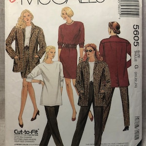 1990’s Sizes 20, 22, 24 Bust 42, 44, 46 Jacket Top Skirt Pants McCall’s 5605 Factory Folded Vintage Sewing Pattern
