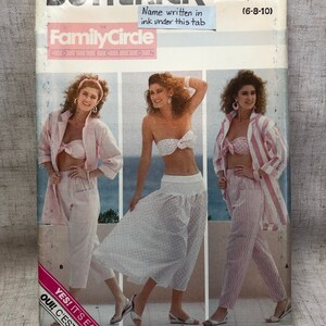 80's Butterick 5674 Camicia Bandeau Top Pants Gonna Taglia 7-8-10 FACTORY FOLDED Vintage Cucito Modello