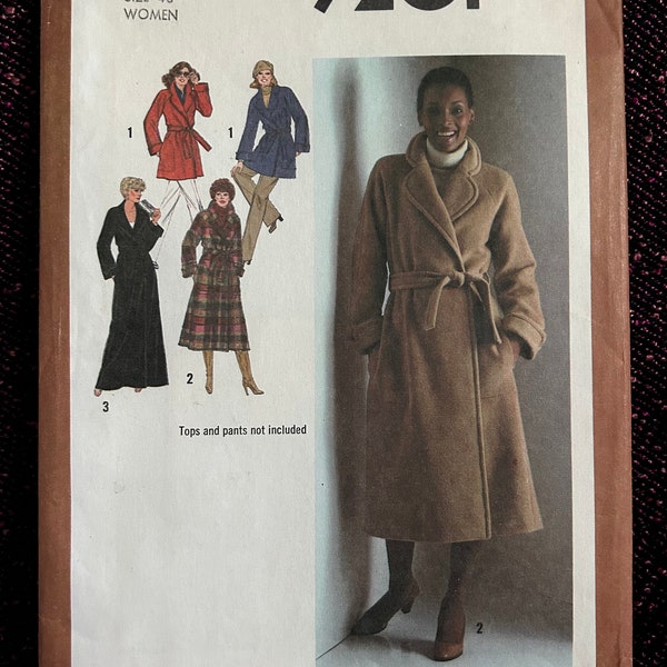 1970s Coat Size 40 Bust 44 Factory Folded Simplicity 9201 Vintage Sewing Pattern