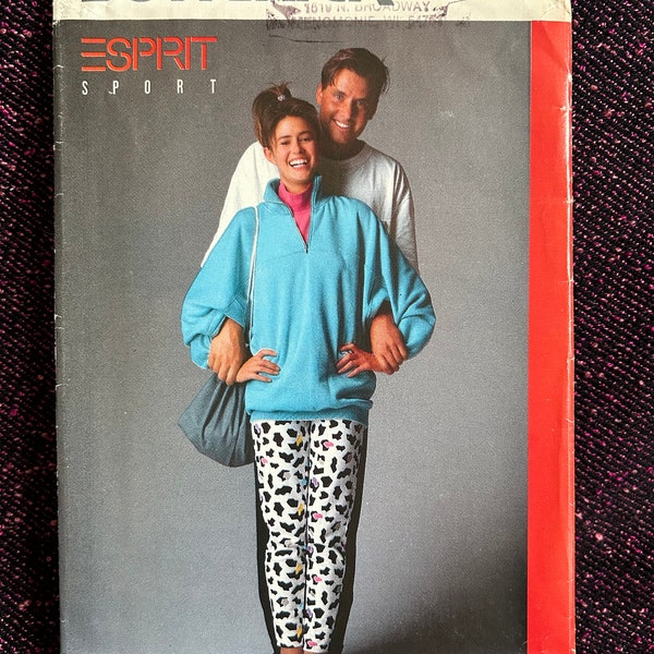 80’s ESPRIT Butterick 5773 Size 12-14-16 Bust 34-36-38 Top and Pants Factory Folded Vintage Sewing Pattern