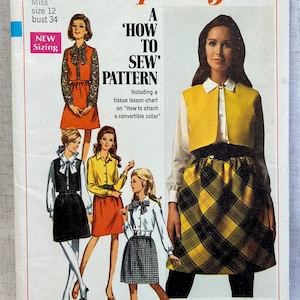 1960’s Simplicity 7777 Skirt Shirt Sleeveless Jacket Size 12 Bust 34 Vintage Sewing Pattern