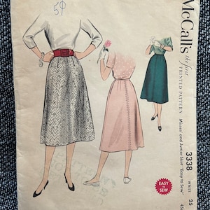 1950s Skirt Waist 25 McCall’s 3338 Vintage Sewing Pattern