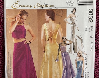 Two-Piece Gown, Skirt Top Sizes 8-10-12 Bust 31.5-32.5-34 McCall’s 3032 Factory Folded Vintage Sewing Pattern