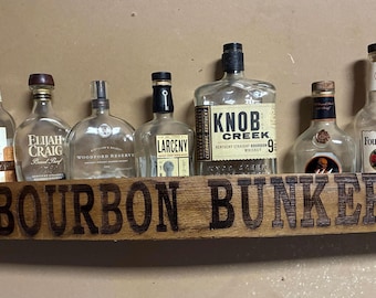 Reclaimed Bourbon Barrel Stave Shelf – Whiskey Display Rack