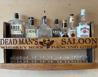 Reclaimed Bourbon Barrel Stave Shelf: Whiskey Display, Bar Decor