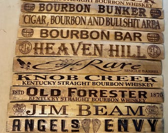 Bourbon  Stave, Kentucky Straight Whiskey Barrel Oak Sign SET OF 4 FOR 150.