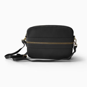 Black Crossbody Purse Black Leather Zipper Purse Crossbody Bags For Women Black Leather Crossbody Bag Women Made In Italy Leather Handbag image 2