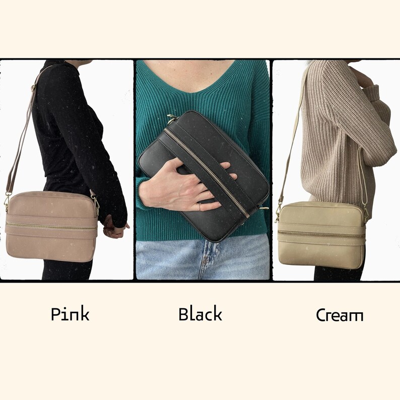 Black Crossbody Purse Black Leather Zipper Purse Crossbody Bags For Women Black Leather Crossbody Bag Women Made In Italy Leather Handbag image 10