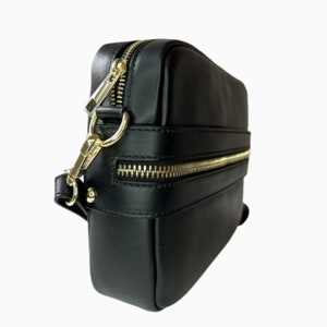 Black Crossbody Purse Black Leather Zipper Purse Crossbody Bags For Women Black Leather Crossbody Bag Women Made In Italy Leather Handbag image 7