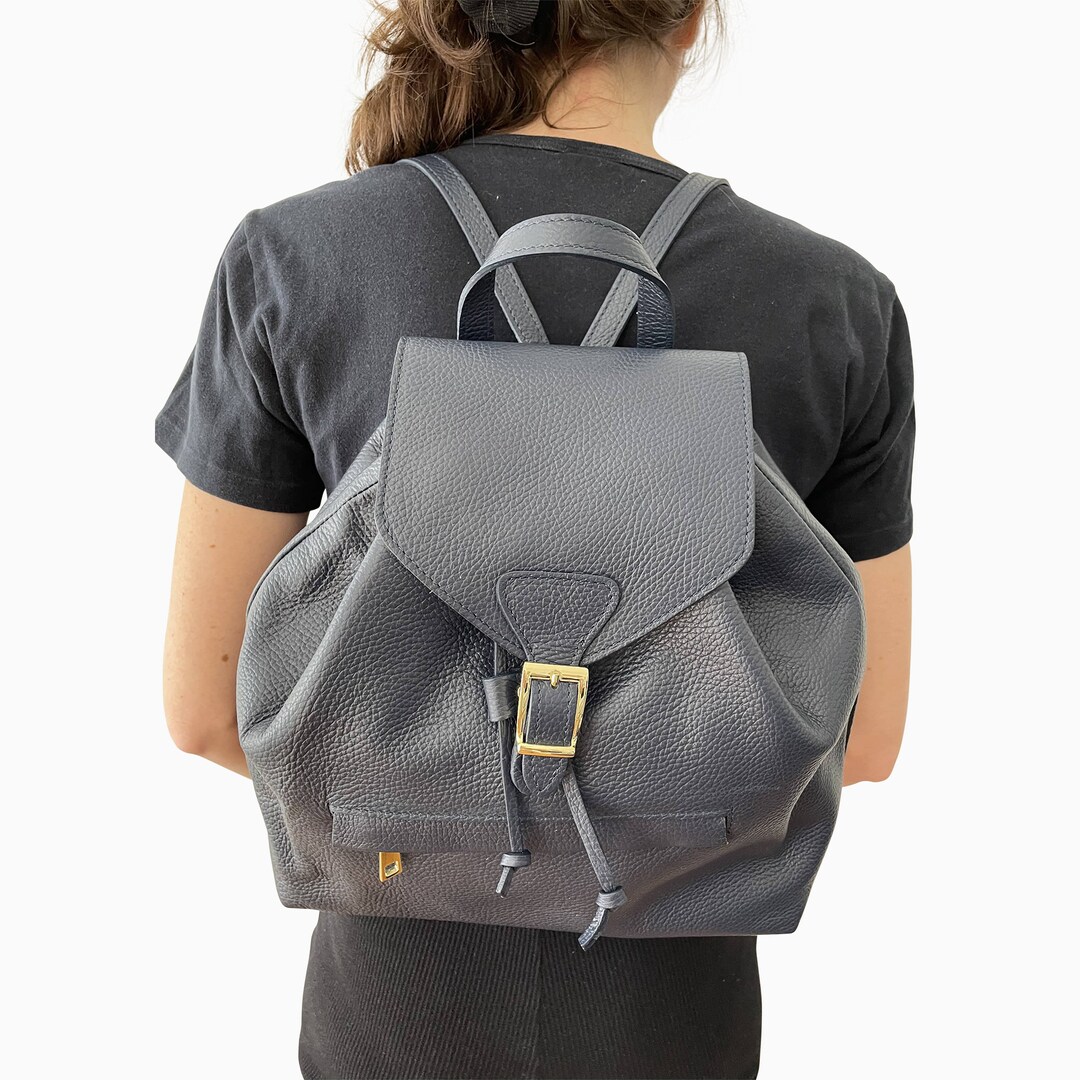 Navy leather backpack handbag new arrivals
