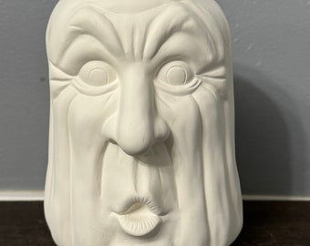 Ready to paint pumpkin jar with face, ceramic bisque