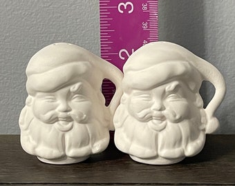 Sale e pepe di Babbo Natale pronti per essere dipinti, biscotto di ceramica