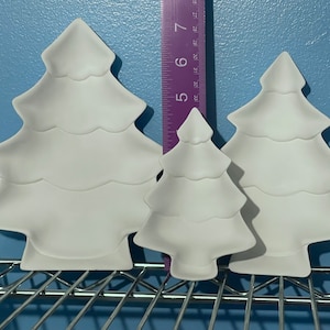 Ready to paint small Christmas tree dish set, ceramic bisque