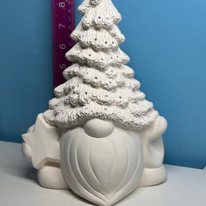 Ready to paint Christmas tree gnome, ceramic bisque