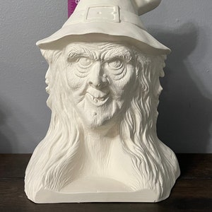 Busto de bruja en bizcocho de cerámica listo para pintar