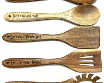 Wizard themed wooden spatula set