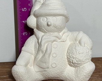 Boneco de neve pronto para pintar, cerâmica biscuit.