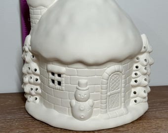 Pronti a dipingere la casa di Babbo Natale, biscotto di ceramica