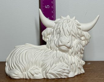 Ready to paint highland cow, ceramic bisque