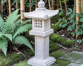 Japanese Stone Pagoda Lantern |  Garden Decor | H25.5XW10.2in
