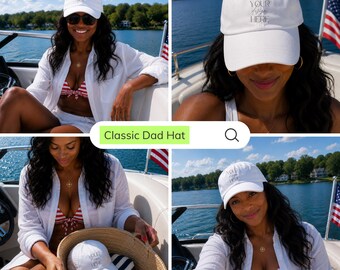 4+ Classic Dad Hat Fourth of July  Mockups, African American Lake Edition