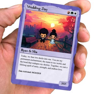 Pet The Gathering Wedding Card - Wedding Gift - Custom Wedding Card - Legendary Wedding Keepsake Card - Anime-Inspired Couple Card