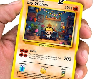 Carte d'anniversaire personnalisée - cadeau d'anniversaire Poke - carte d'anniversaire personnalisée - cadeau d'anniversaire pour elle - cadeau d'anniversaire pour lui