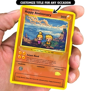 Tarjeta de aniversario personalizada de Super Saiyan - Regalo de aniversario personalizado - Regalo de aniversario personalizado con temática de DBZ - Regalo de aniversario personalizado