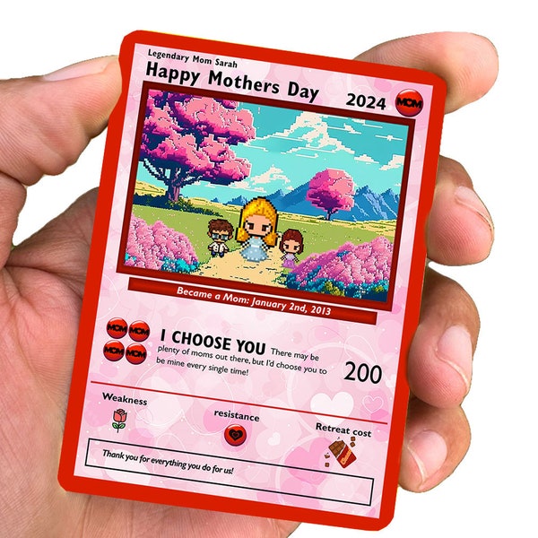 Pokemon Personalized Mother's Day Card - Custom Gift for Mom - Mother's Day Gifts - Mother's Day Present - Custom Pokemon Card - Mom Gifts