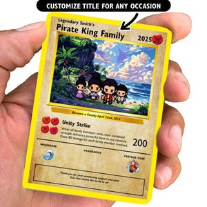 Carte de famille personnalisée roi des pirates - Cadeau de famille - Carte de famille personnalisée - Cadeau spécial pour un membre de la famille - Une pièce