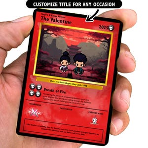 Tarjeta de amor personalizada de Slayer - Regalo de aniversario personalizado - Tarjeta de metal de pareja de anime - Tarjeta de San Valentín - Regalo de anime personalizado