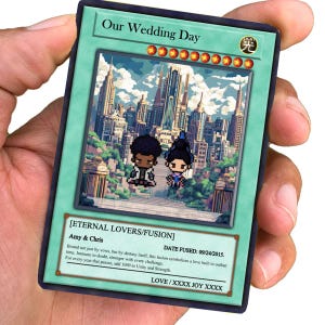 Duell-Hochzeitskarte - Duell-Hochzeitsgeschenk - Duell-Stil Karte - Personalisiertes Metall-Andenken für Paare - Anime-Hochzeits-Schlachtkarte