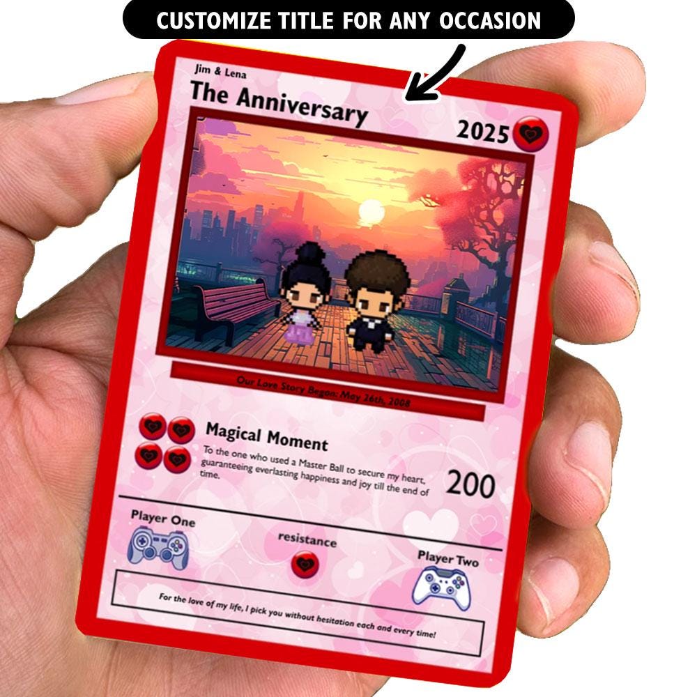 Poke Anniversary Card - Personalized Anniversary Gifts - Anniversary Gift - Gift for Him - Gift for Her - Vday Gift - Valentine's Day Gift